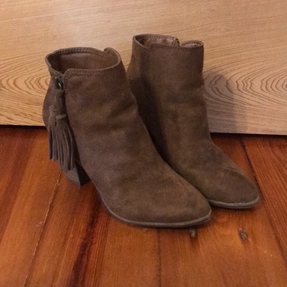 Brown suede Merona booties. Size 6.5